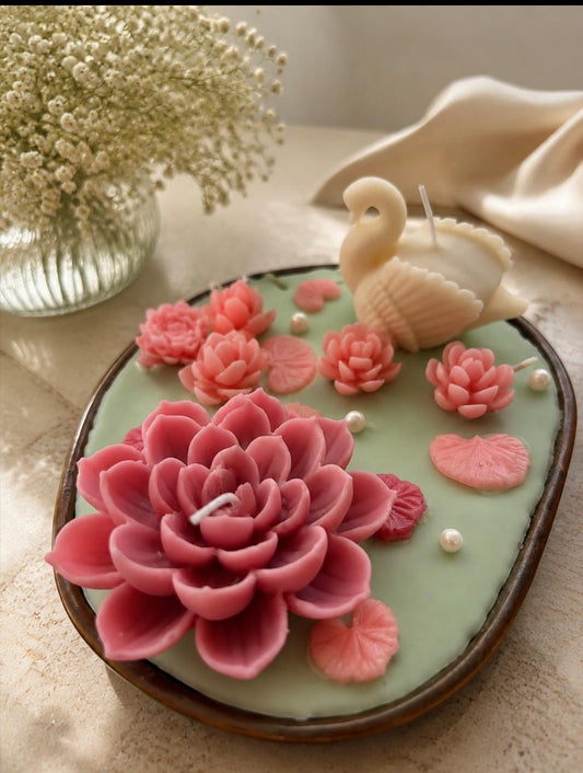 Serene Lotus & Swan Pond Candle Tray