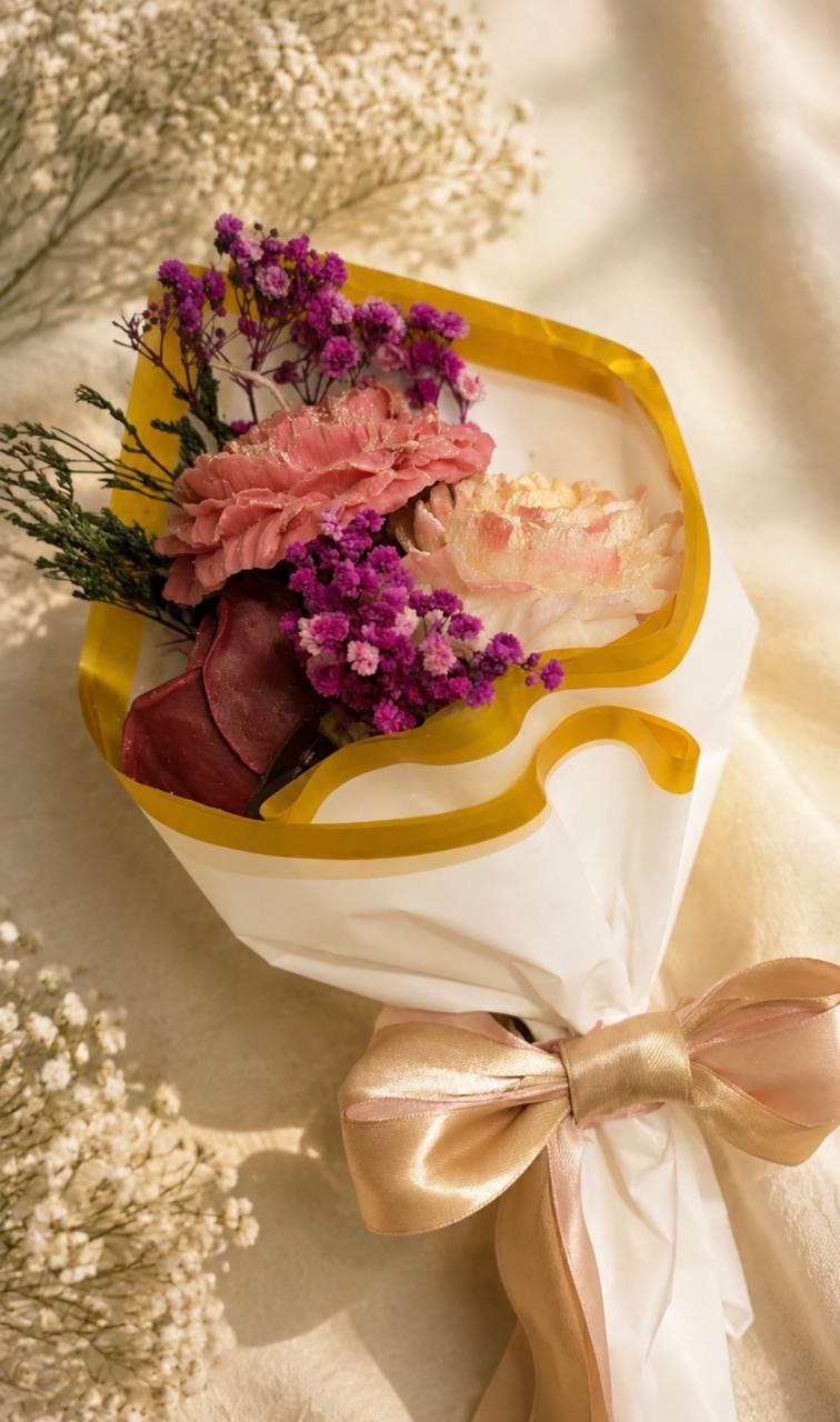 Magenta Bloom & Blush Hand-Wrapped Bouquet